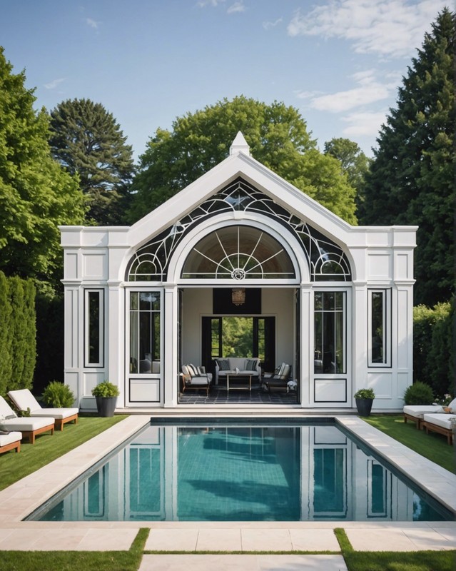 Art Deco Pool House with Geometric Patterns