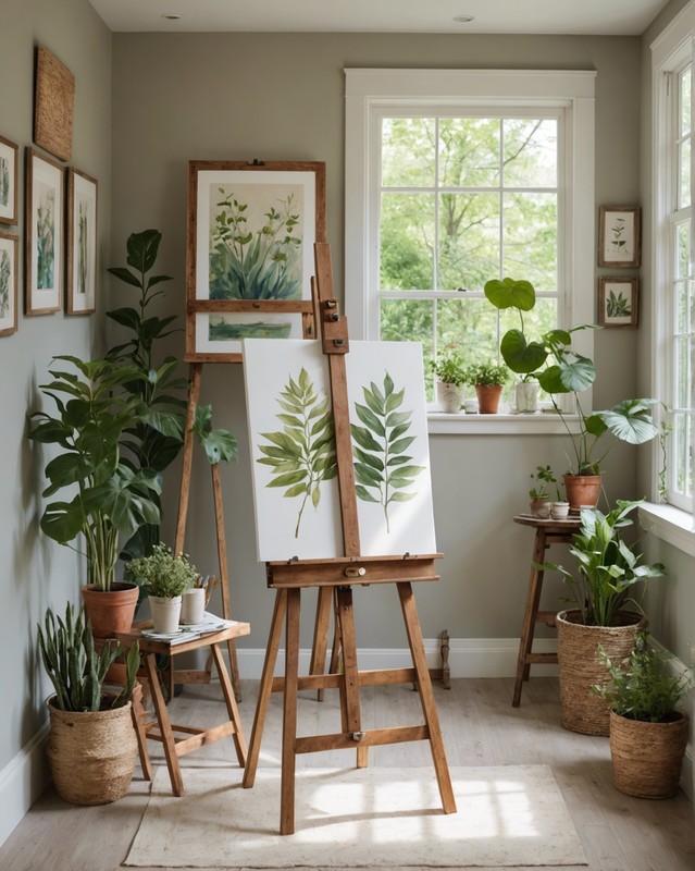 Art Gallery with Easel and Canvas