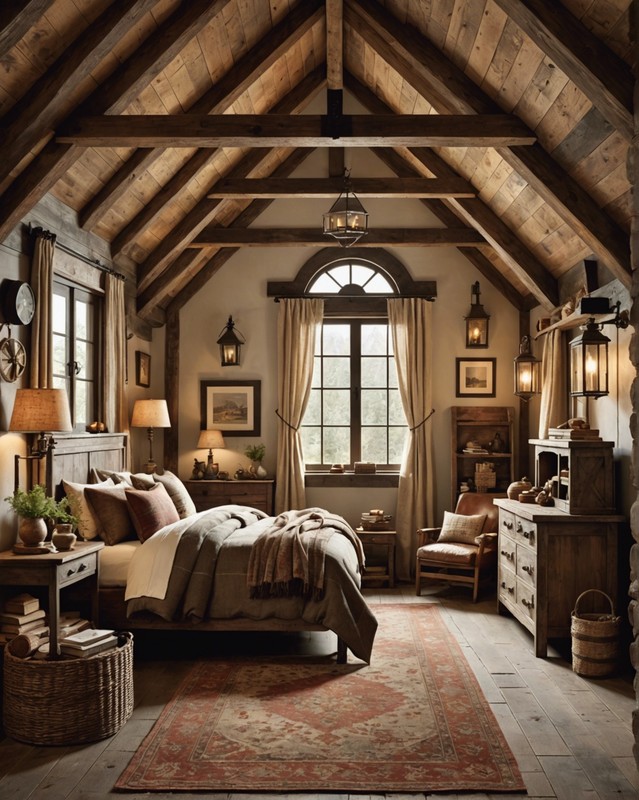 Attic Bedrooms with Rustic Charm