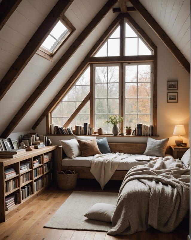Attic Bedrooms with Slanted Roof Windows