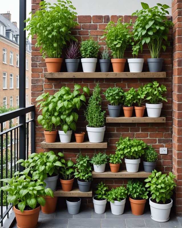 Balcony Herb Garden with Vertical Planters 