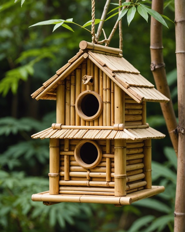 Bamboo Birdhouse with Asian-Inspired Design