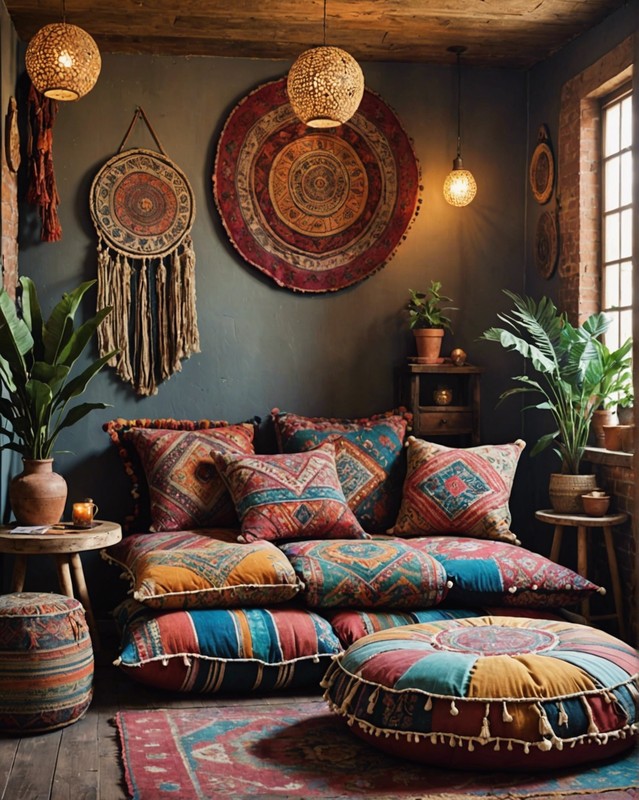 Bohemian Bedroom with Floor Cushions
