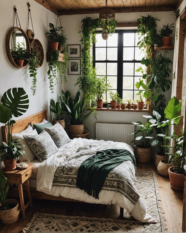 Bohemian Bedroom with Plants and Greenery