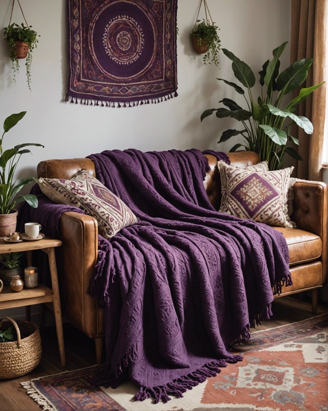 Bohemian Purple Throw Blanket