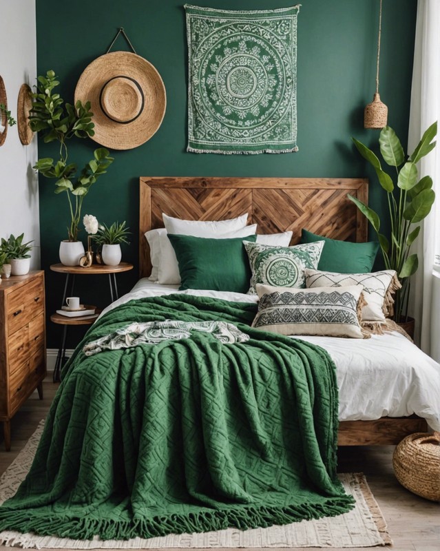 Boho-Chic Green Throw Blanket
