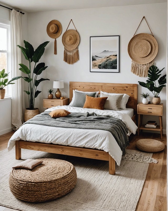 Boho Meets Japandi Bedroom with Minimalist Lines and Natural Materials