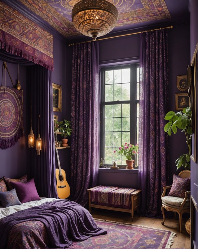 Boho Purple Printed Curtains