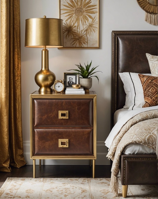 Brass and Leather Nightstands
