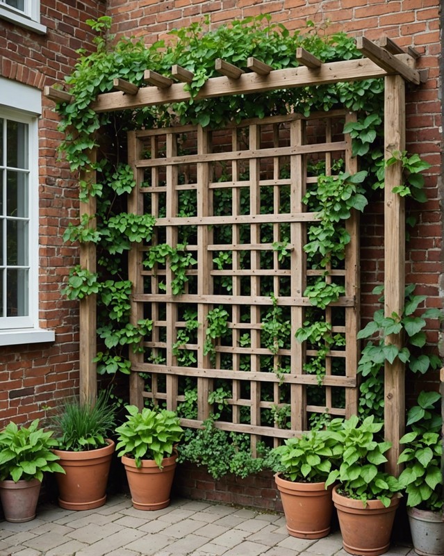Brick and Wood Trellis with a Rustic Flair