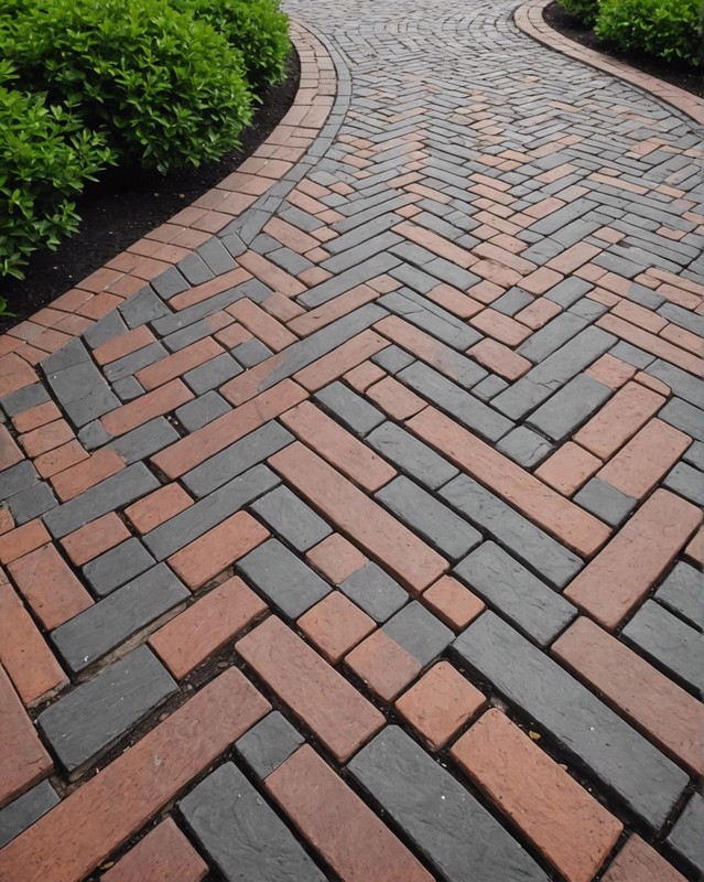 Brick Paver Path with Herringbone Pattern