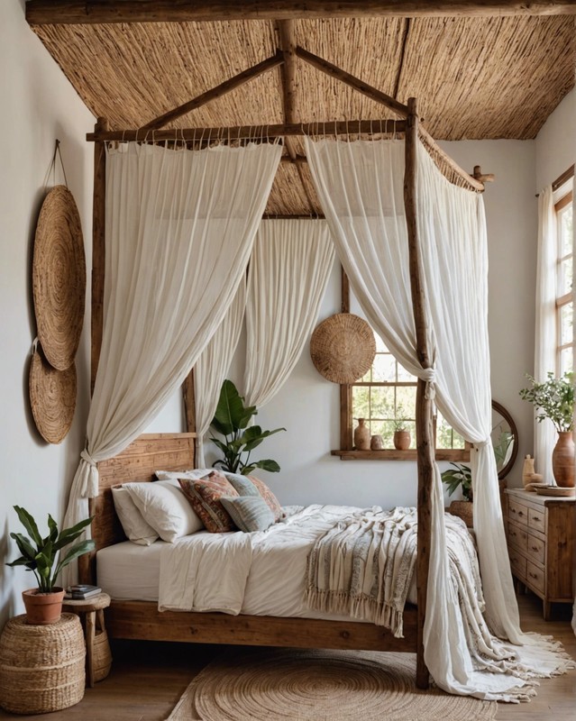 Canopy Bed with Woven Headboard