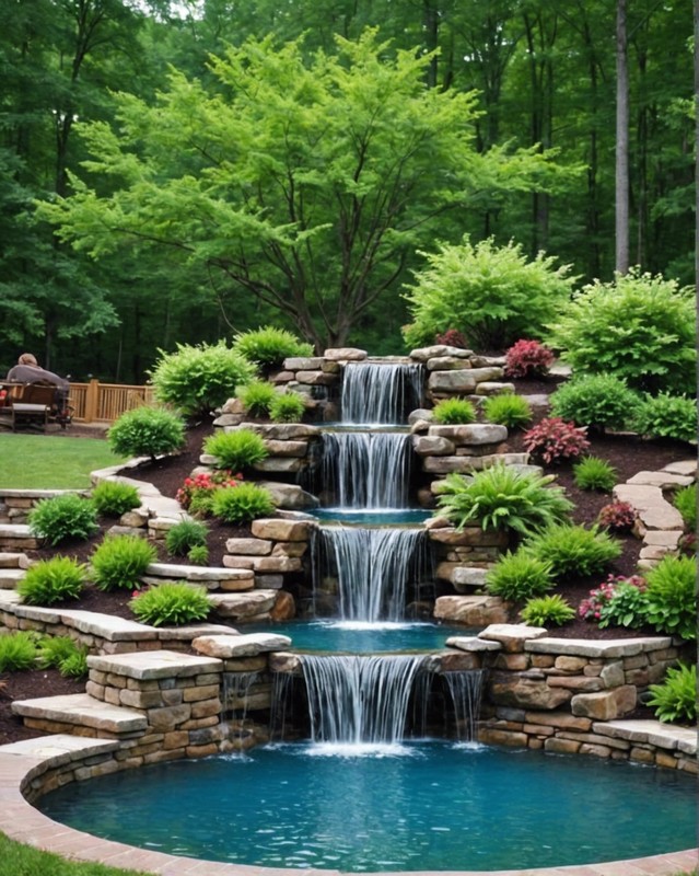 Cascading Waterfalls and Fountains