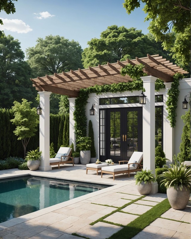 Chic Pool House with Pergola Entrance