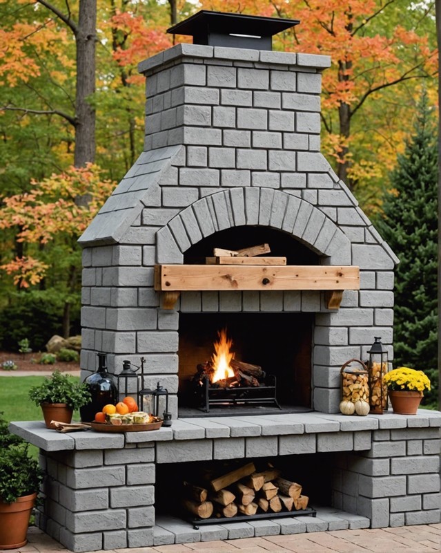 Cinder Block Fireplace