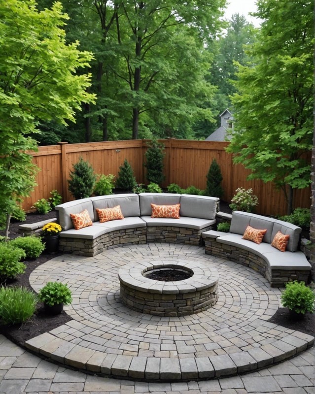 Circular Patio with Built-in Seating