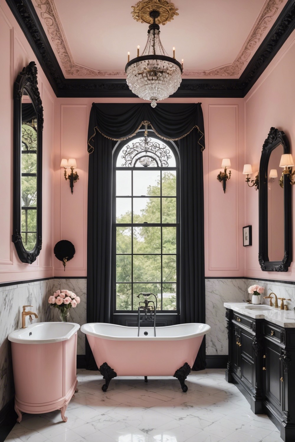 Classic Pink and Black Bathroom