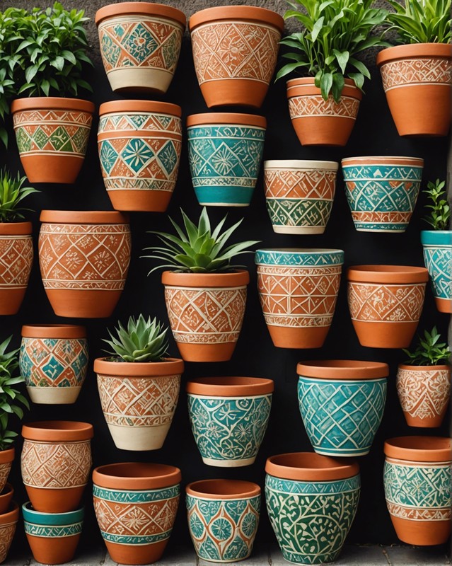 Clay Pots with Intricate Patterns