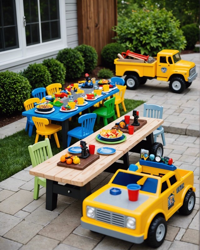 Construction Zone Dining Area with Toy Trucks