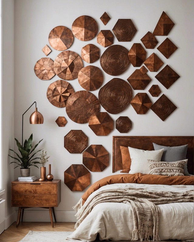 Copper Wall Sculpture with Geometric Shapes