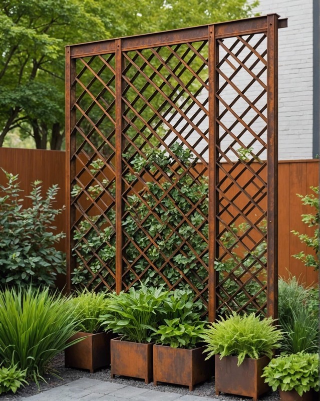 Corten Steel Trellis with a Weathered and Unique Look