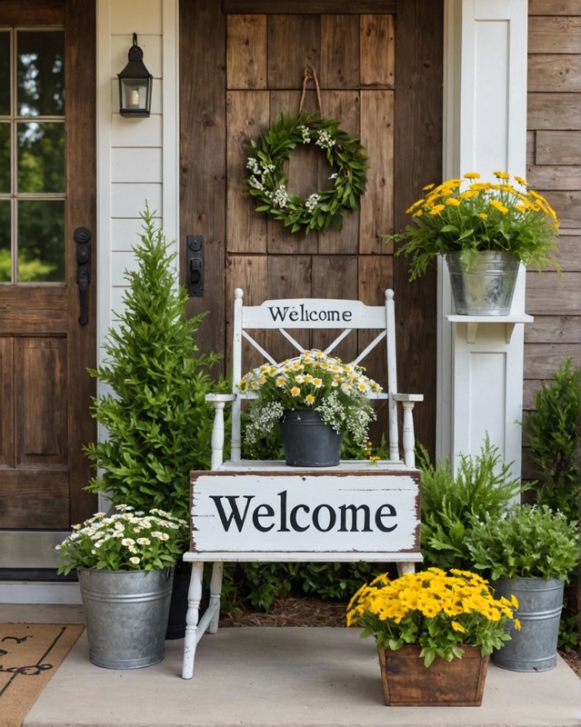 Country-Inspired Welcome Sign with Floral Accents