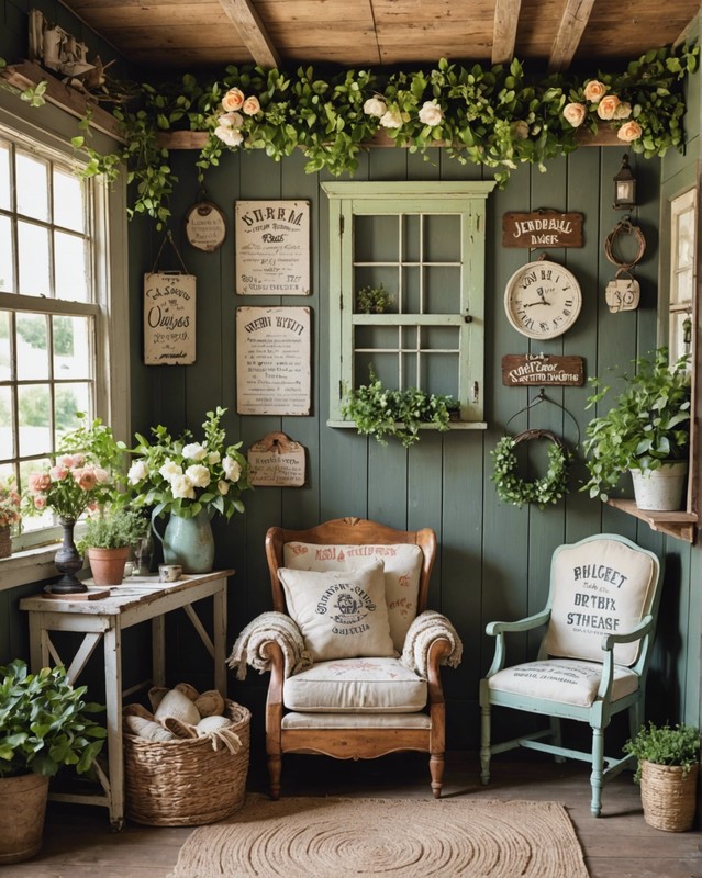 Country Cottage with Rustic Signs