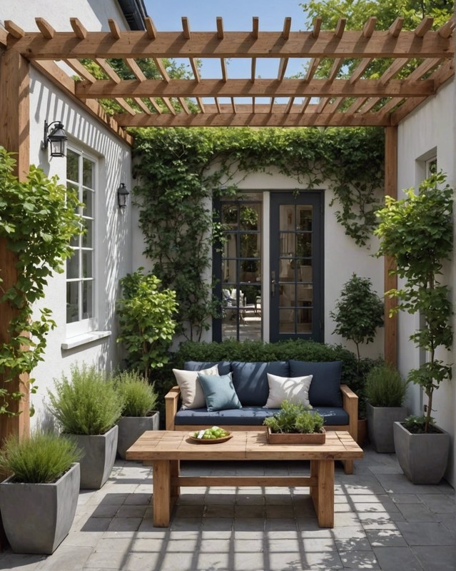 Courtyard Garden with Pergola and Bench 