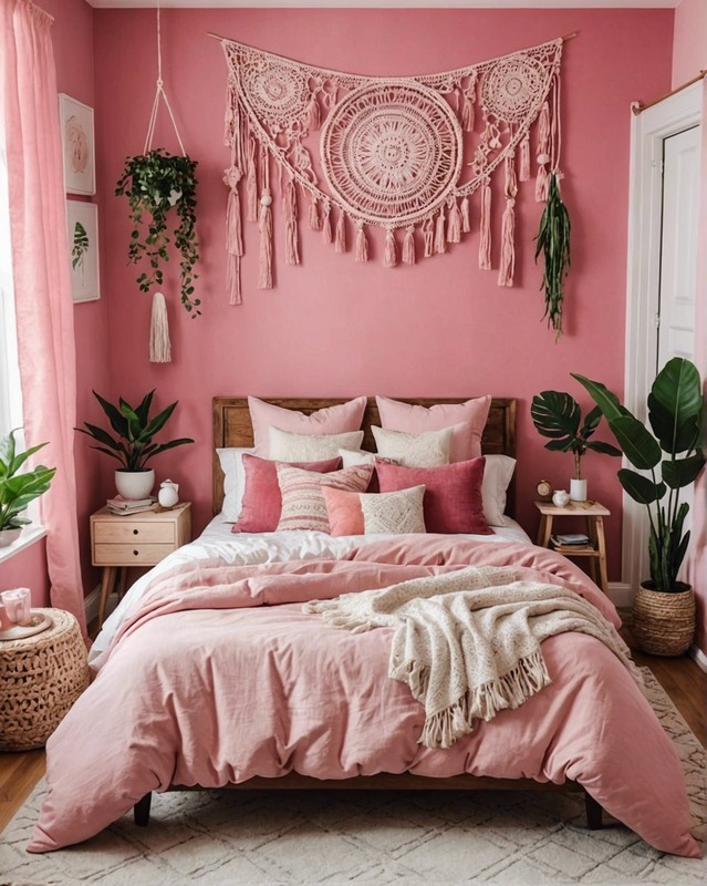 Cozy and Colorful Pink Boho Bedroom