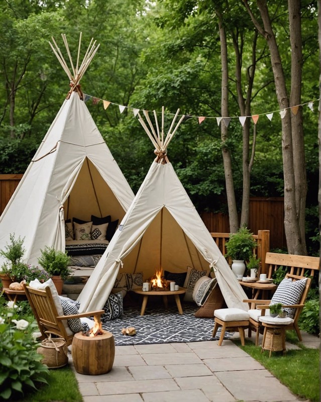 Cozy and Secluded Teepee Dining Area