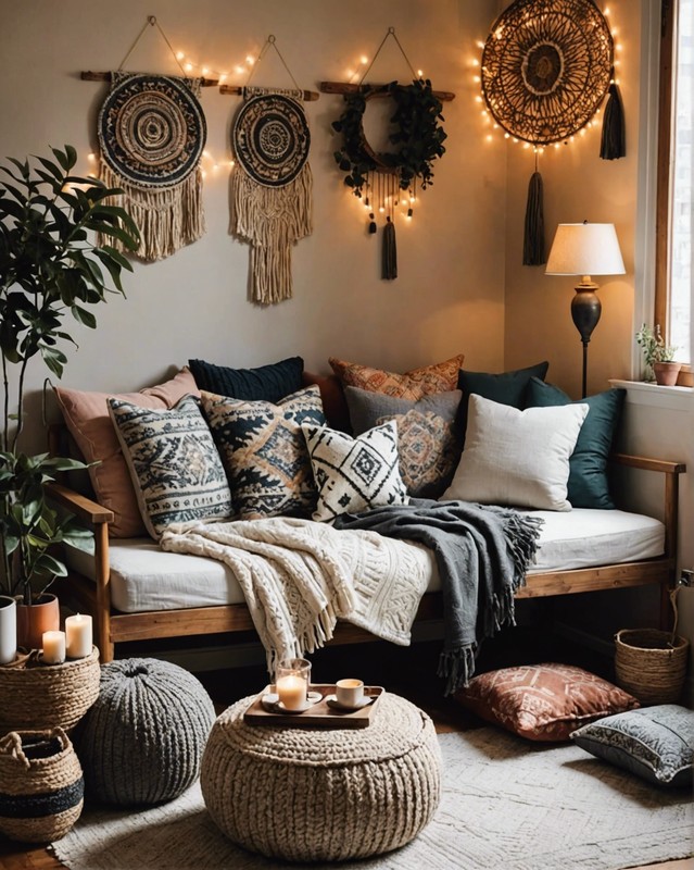 Cozy Corner with Throw Pillows and Blankets