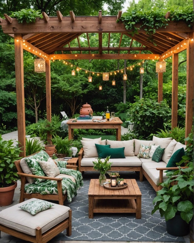Cozy Outdoor Living Room with Canopy Gazebo