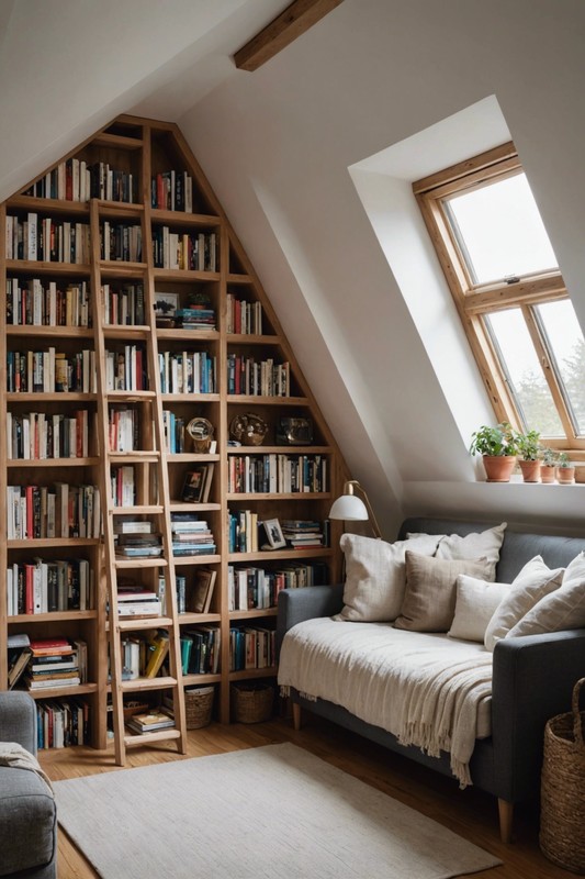 Design a Built-In Bookshelf with a Reading Ladder