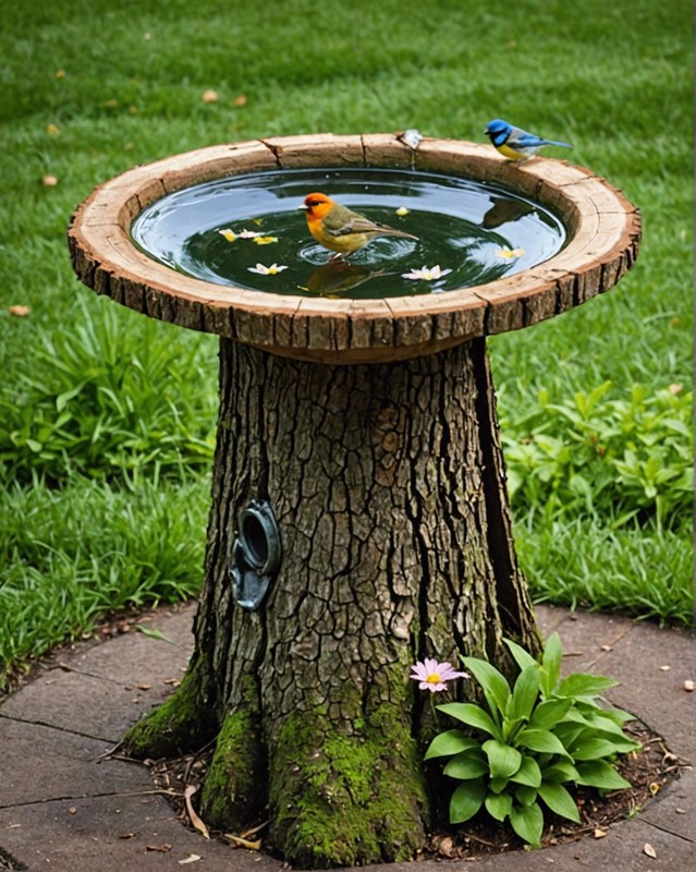 DIY Birdbath from a Tree Stump