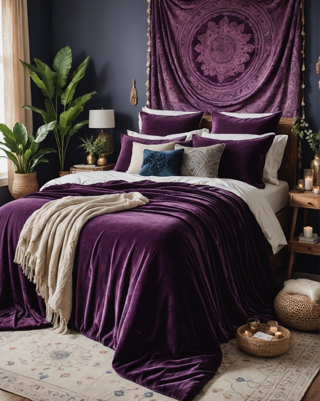 Dreamy Purple Velvet Bedspread