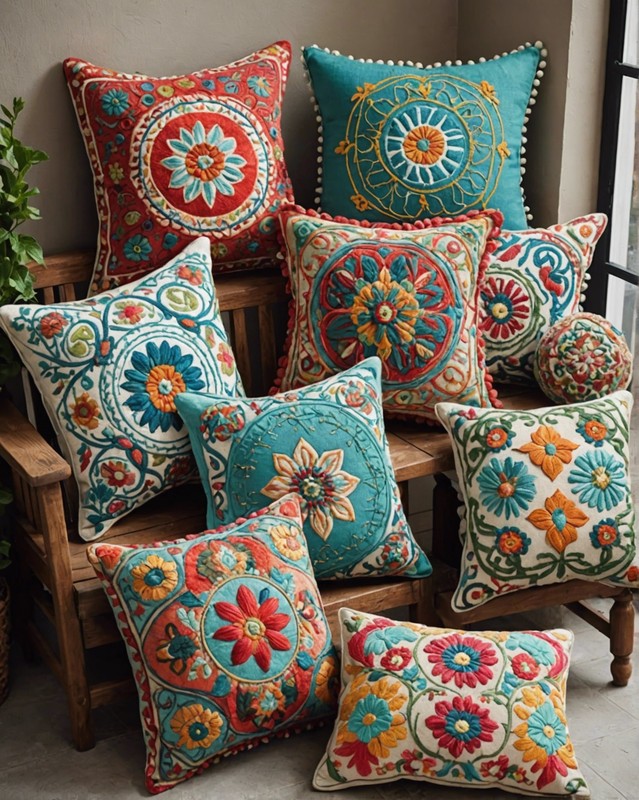 Embroidered Throw Pillows