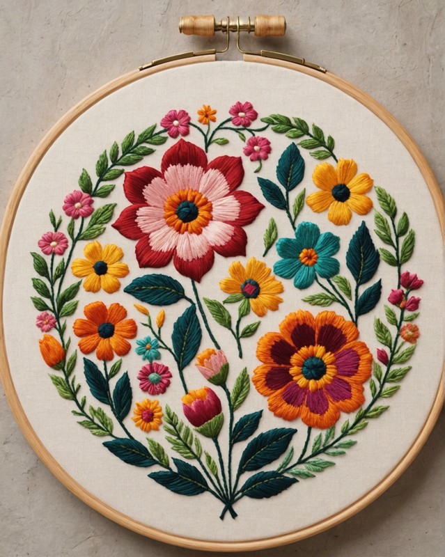 Embroidery Hoop with Intricate Floral Designs