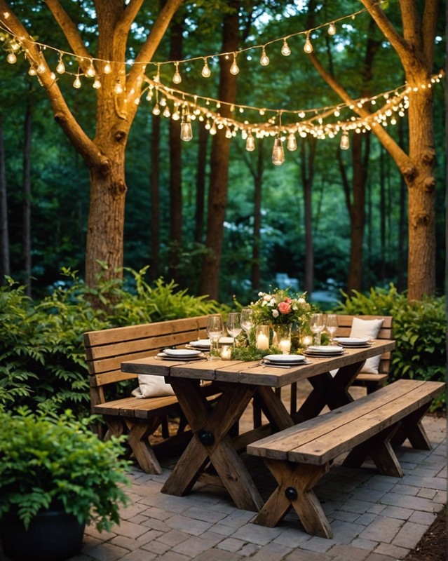 Enchanted Forest Dining Area with Fairy Lights