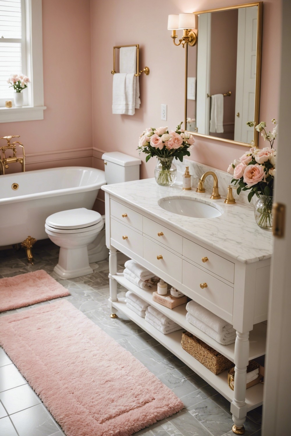 Feminine Touch: Pink Bathroom Rugs and Mats