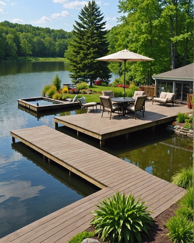 Floating deck over a pond or lake