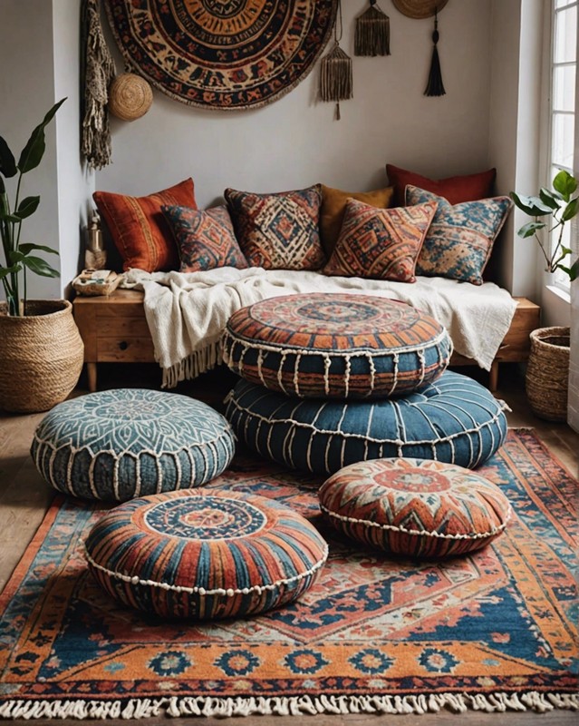 Floor Cushion with Woven Rug