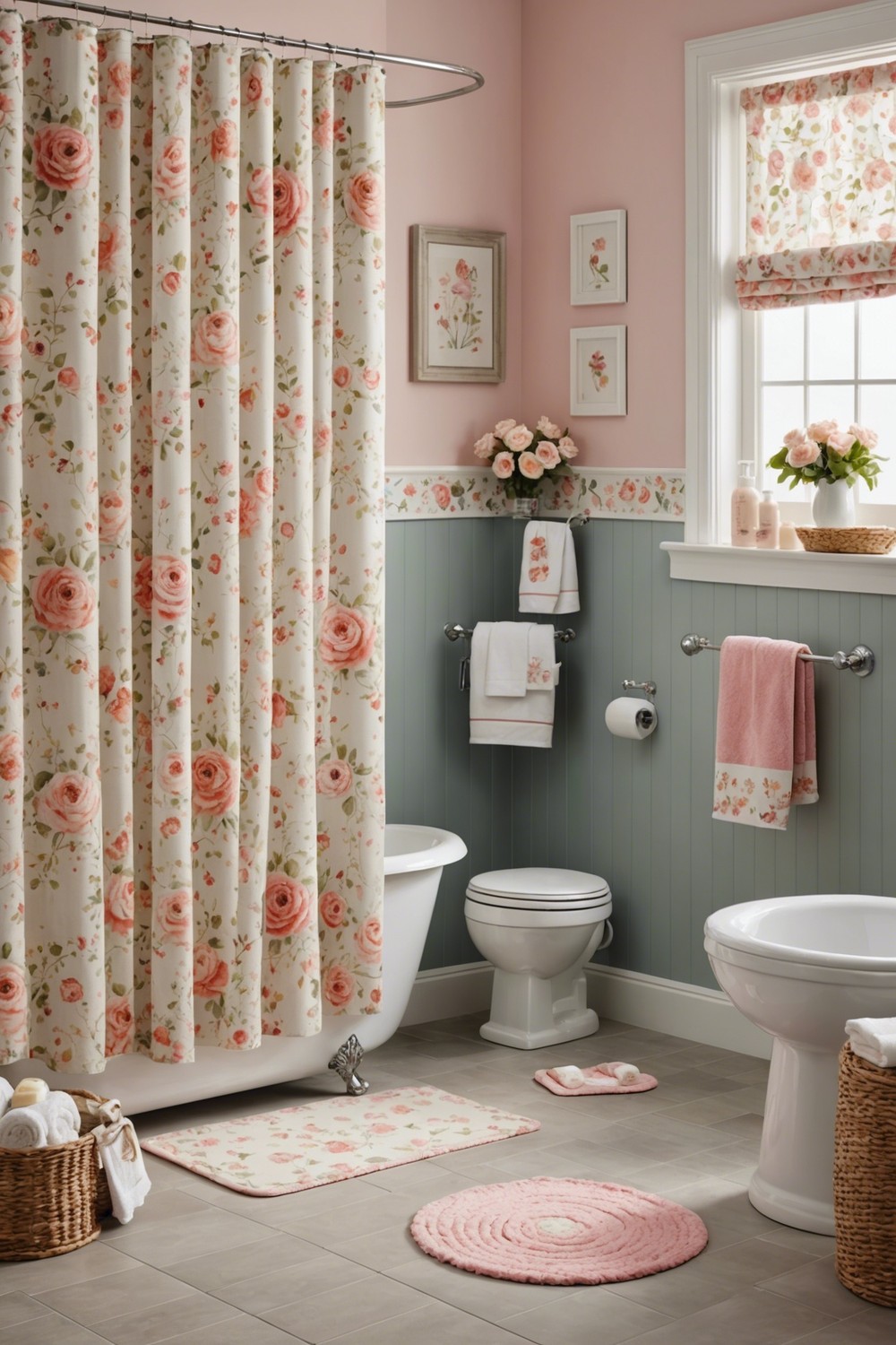 Floral Touches Throughout the Bathroom