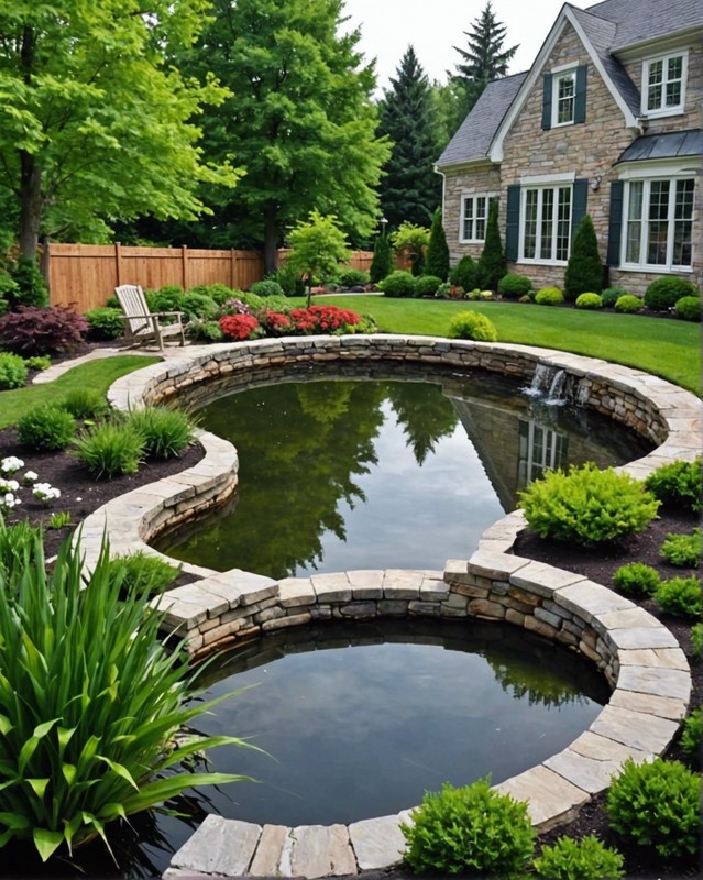 Formal Pond with elegant stone edging