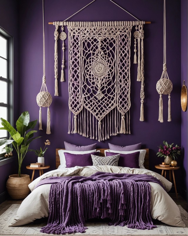 Funky Purple Macrame Wall Hanging