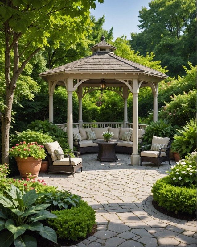 Gazebo with Built-In Planters and Greenery