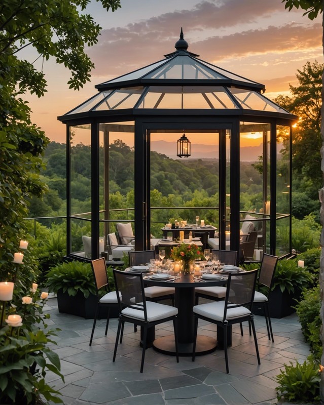 Glass-Enclosed Gazebo for Outdoor Dining