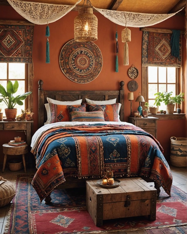 Global Boho Bedroom with Ethnic Textiles