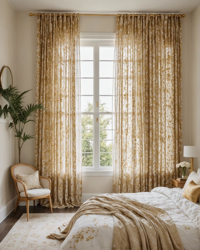 Gold and White Floral Curtains