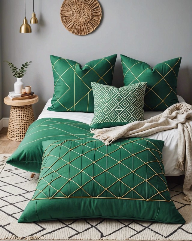 Green Geometric Pillows
