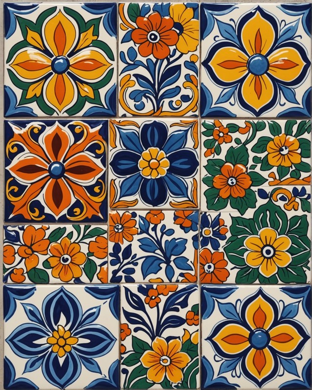 Handmade Talavera Tile in Floral Motif